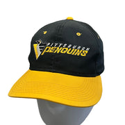 Vintage 90's Pittsburgh Penguins Spellout Black Snapback Hat