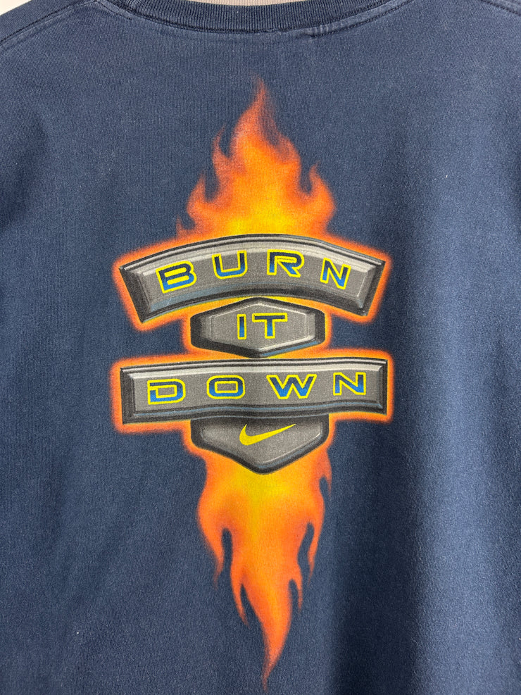 Vintage Nike Football Flames Burn It Down Navy Long Sleeve
