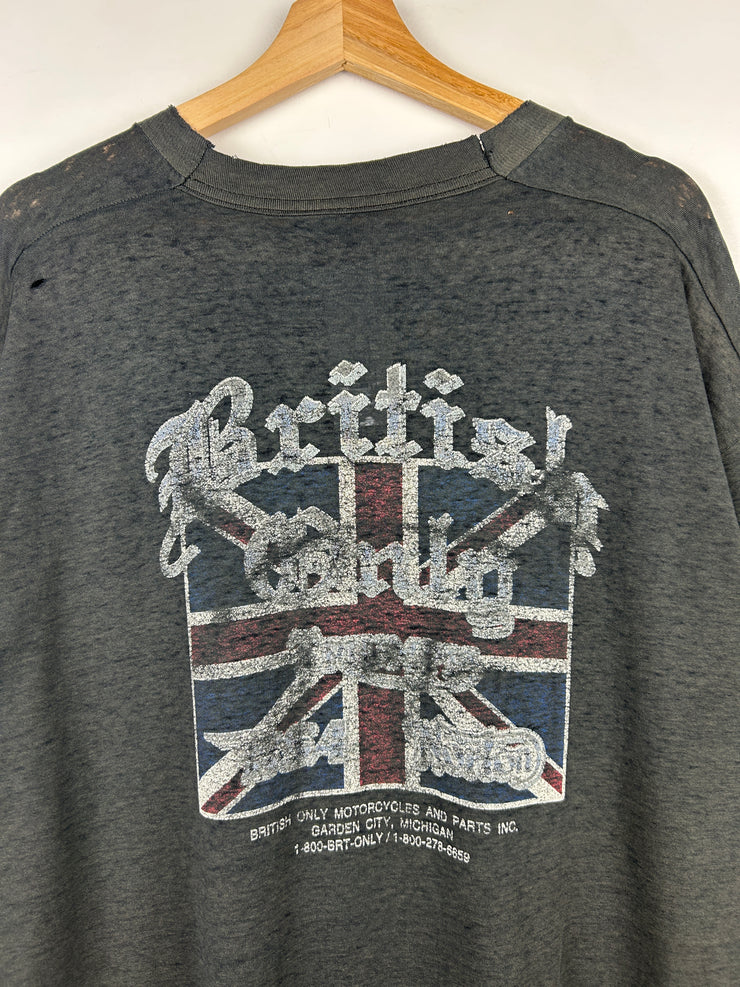 Vintage 90s Triumph British Motorcyles Thrashed Black Tee