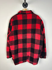 Vintage 80's Woolrich Buffalo Red Plaid Fleece Lined Hunting Jacket