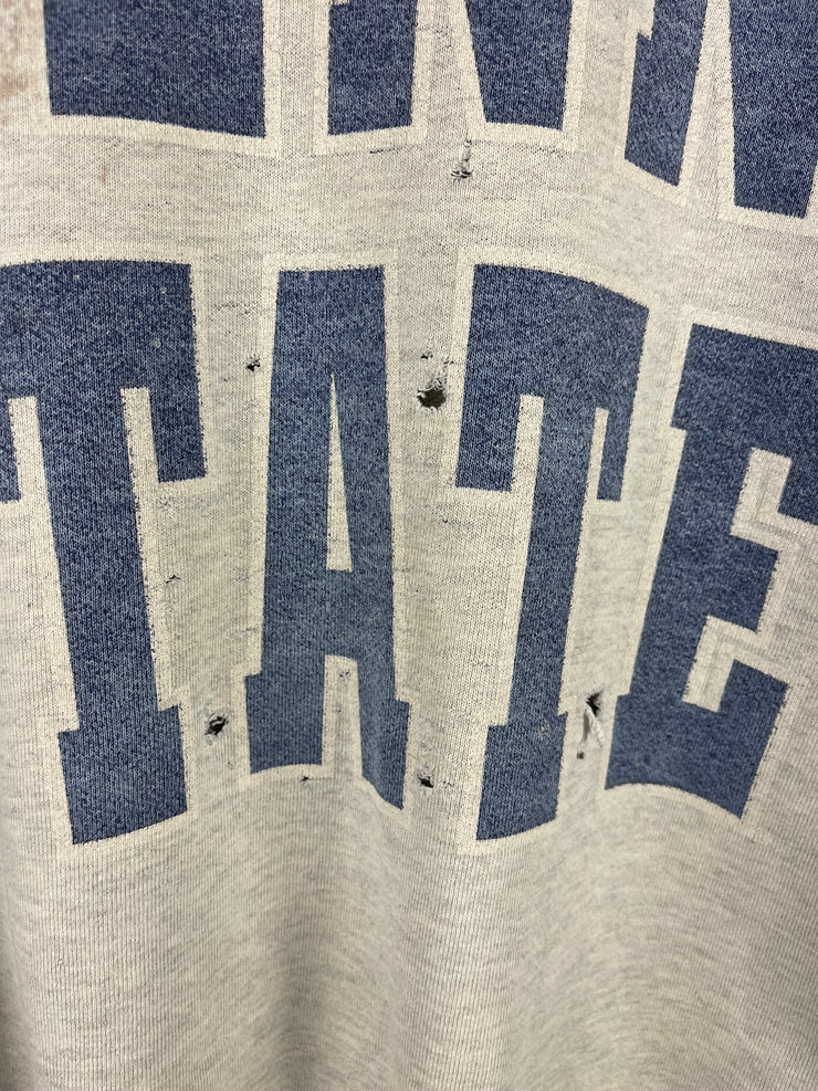 Vintage 90s Penn State Spellout Distressed Grey Crewneck