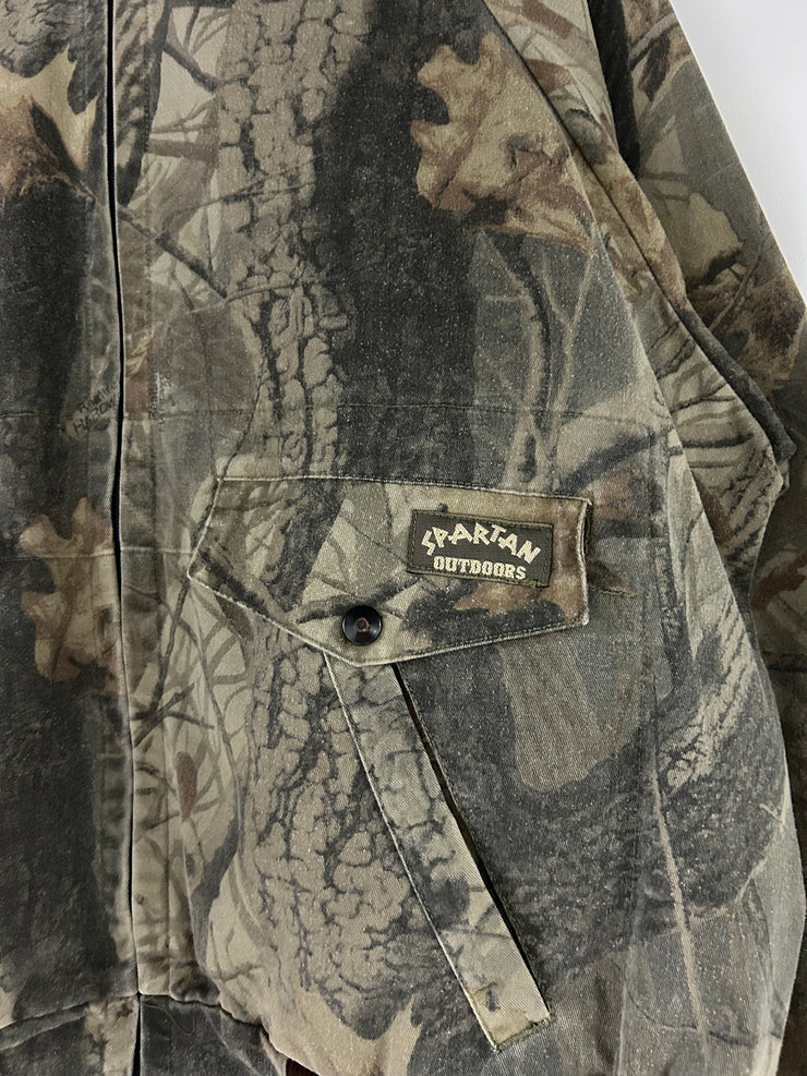Vintage 90s Spartan Real Tree Camo Bomber Jacket
