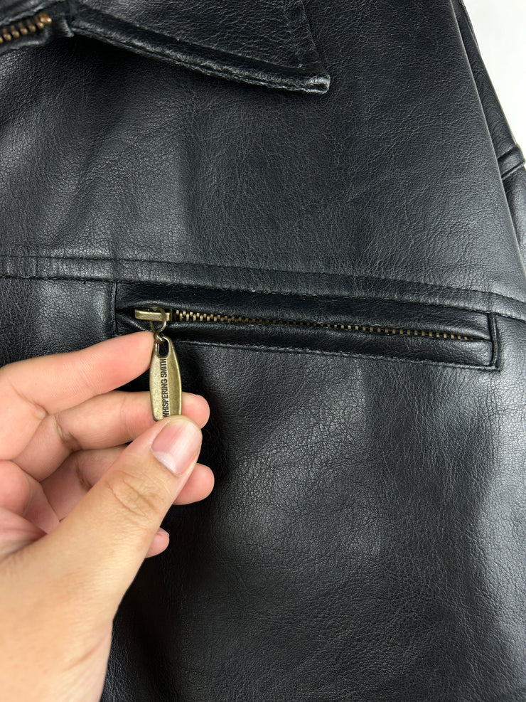 Vintage Whispering Smither Black Leather Straight Cut Jacket