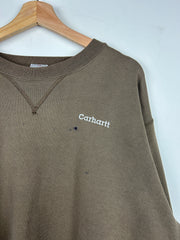 Vintage 90s Carhartt Embroidered Brown Crewneck