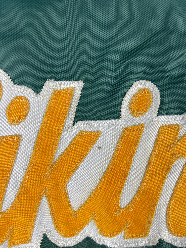 Vintage 80s Vikings Baseball Green Varsity Bomber Jacket