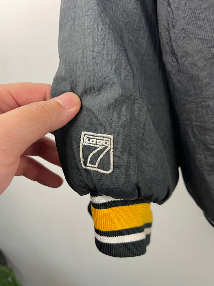Vintage 90s NFL Logo 7 Pittsburgh Steelers Black Insulated Hooded Jacket