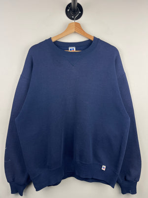 Vintage 90s Russell Athletic Blank Navy Crewneck