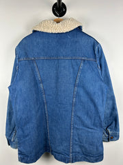 Vintage 80s Wrangler Light Wash Blue Denim Sherpa Lined Jacket