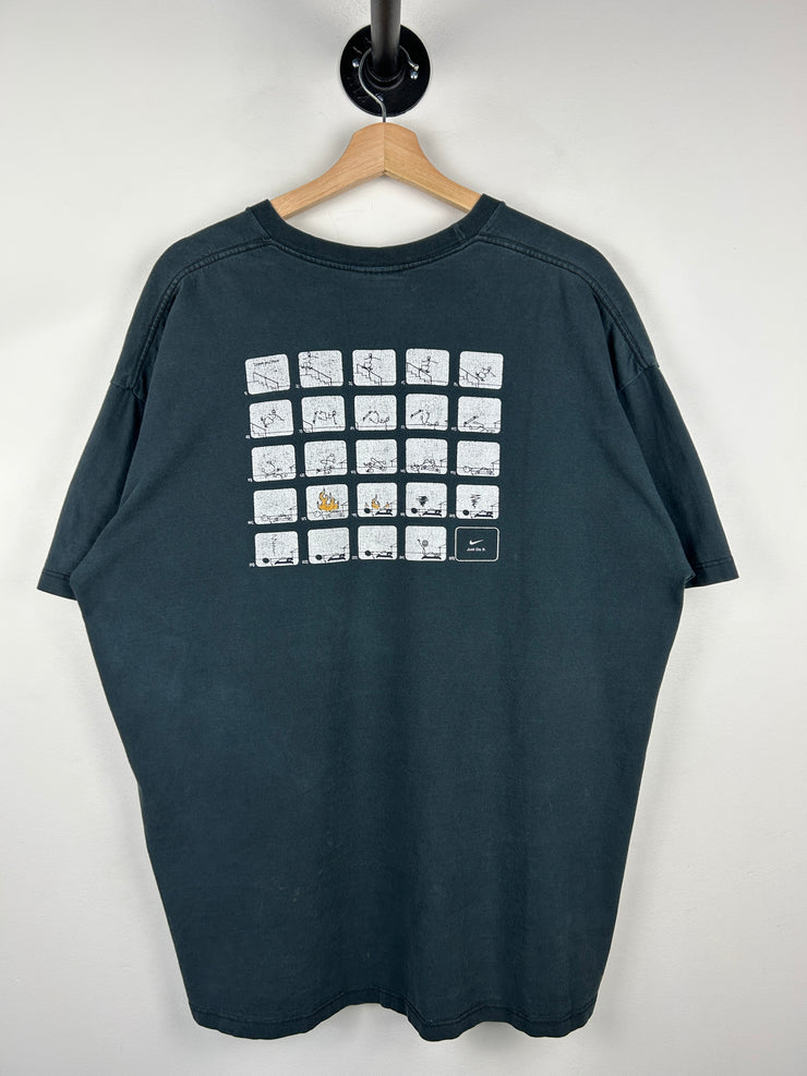 Vintage Nike Skateboarding Stickman Cartoon Black Tee