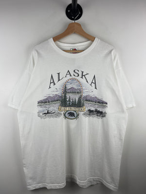 Vintage Alaska Last Frontier Skyline White Tee