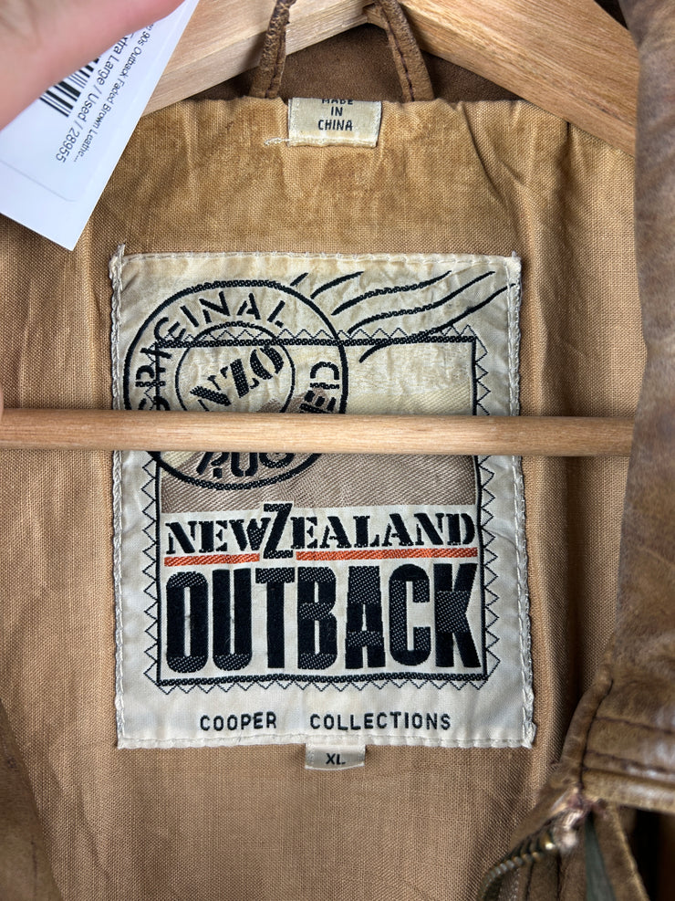Vintage 90s Outback Faded Brown Leather Bomber Jacket