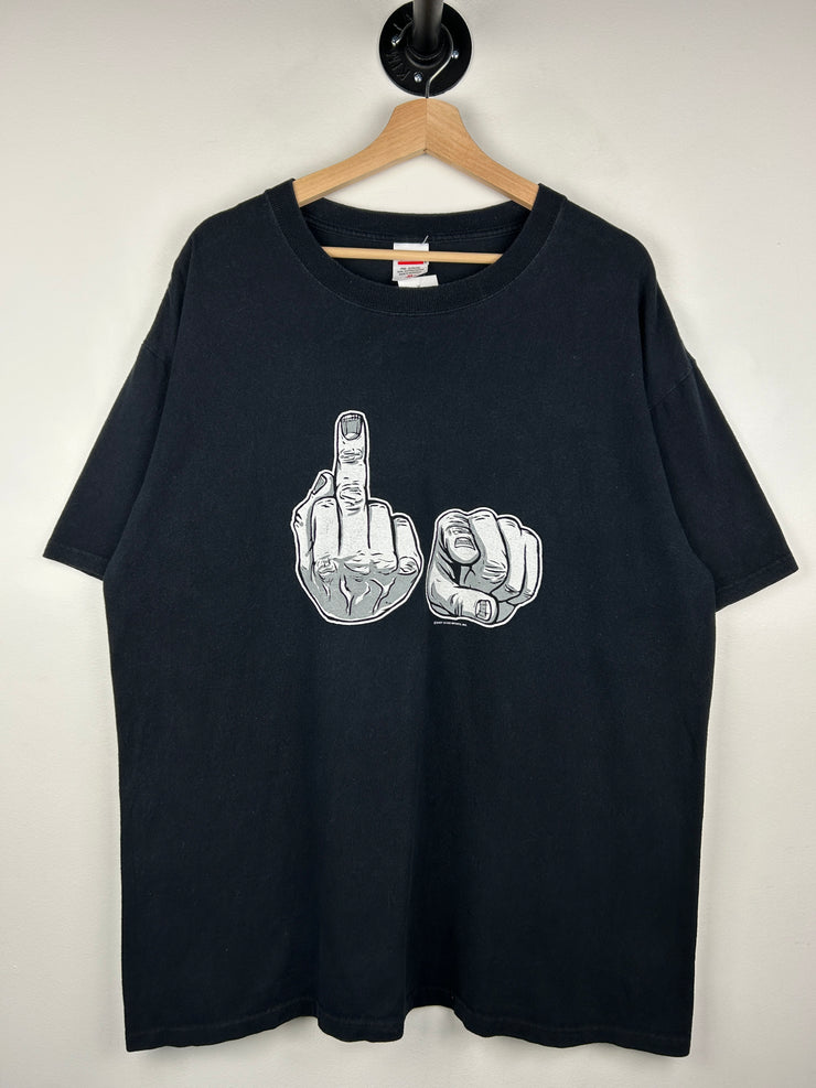 Vintage F*ck You Middle Finger Black Tee