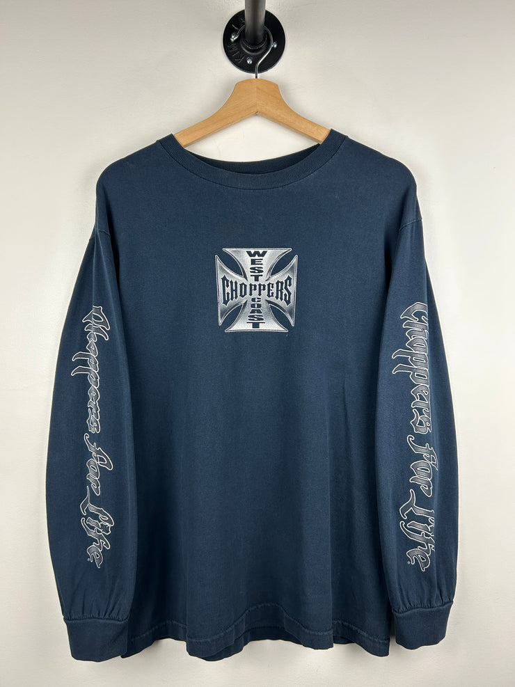 Vintage West Coast Choppers Long Beach Chrome Logo Navy Long Sleeve