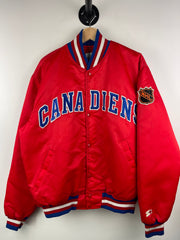 Vintage 90s NHL Starter Montreal Canadiens Red Satin Bomber Jacket