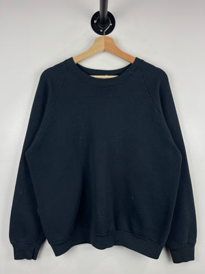 Vintage 90s Fruit Of The Loom Blank Faded Black Crewneck