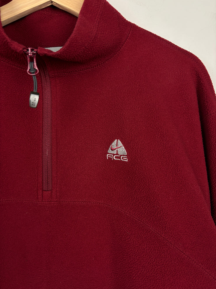 Vintage Nike ACG Red Quarter Zip Fleece Sweater