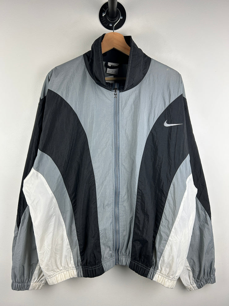 Vintage 90s Nike Swoosh Black Grey White Windbreaker
