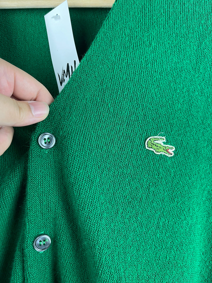 Vintage 80s Izod Lacoste Golf Wool Green Cardigan Sweater
