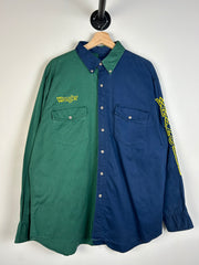 Vintage 90's Wrangler Western Blue & Green Button Up Shirt