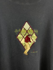 Vintage 90s Golf Player Embroidered Navy Crewneck
