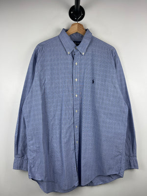 Vintaghe 90s Polo Ralph Lauren Yarmouth Plaid Blue Long Sleeve Button Up Shirt
