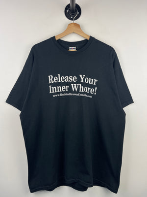 Vintage Release Your Inner Whore Comedy Black Tee