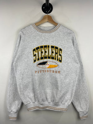 Vintage 90s NFL Pittsburgh Steelers Embroidered Grey Crewneck