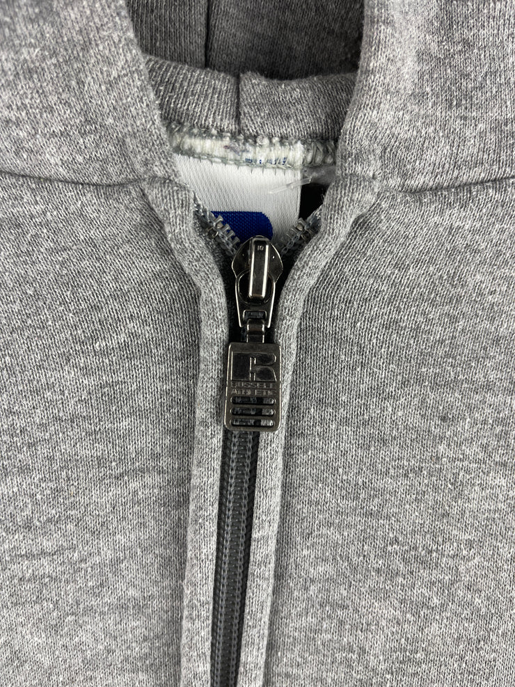 Vintage 90s Russell Athletic Blank Grey Zip Up Hoodie