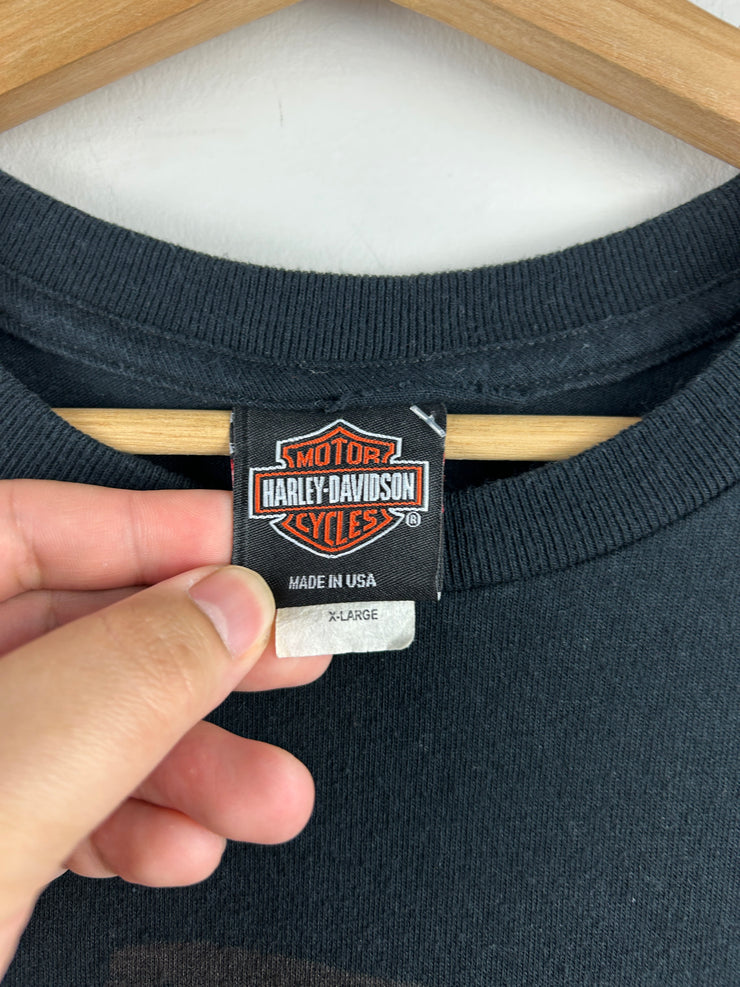 Vintage Harley Davidson Girl Mandan Black Tee