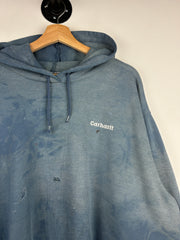 Vintage 90s Carhartt Embroidered Thrashed Blue Hoodie
