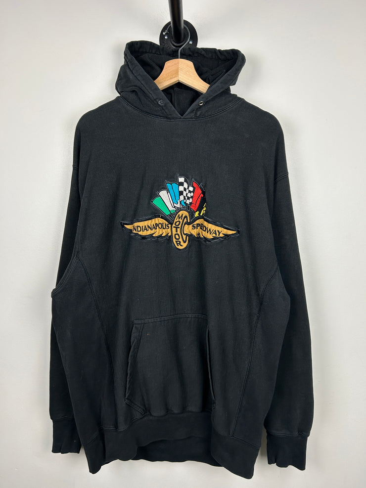 Vintage 90s Indianapolis 500 Embroidered Black Hoodie