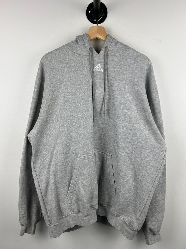 Vintage Adidas Center Logo Embroidered Grey Hoodie