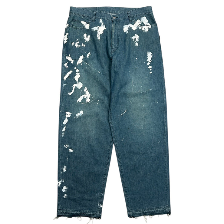 Neighborhood Paint Splattered Baggy Blue Denim Jeans