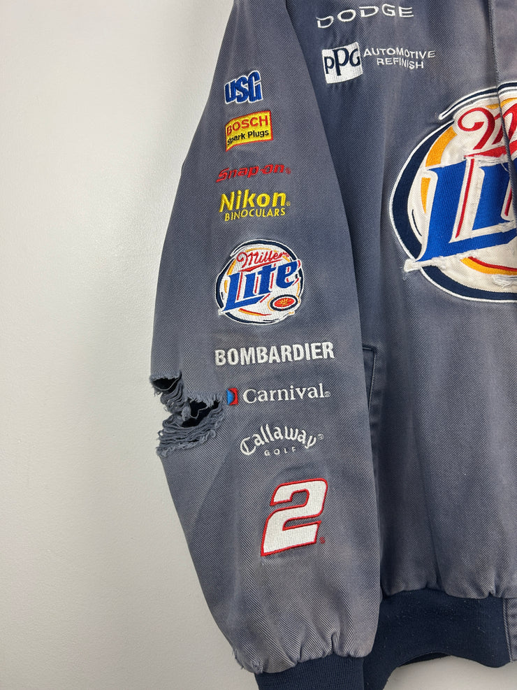 Vintage 90s Nascar Chase Miller Lite Faded Navy Racing Jacket