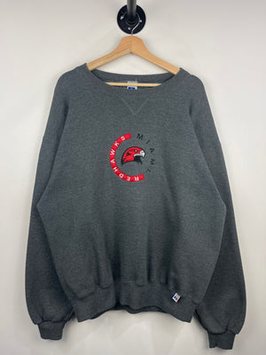 Vintage 90s Russell Athletic Miami Redhawks Embroidered Grey Crewneck