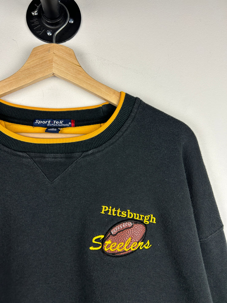 Vintage NFL Pittsburgh Steelers Embroidered Black Crewneck