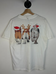 Vintage 90's Dogs Christmas White Tee