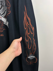 Vintage 2005 Harley Davidson Ace Of Spades Flames Florida Black Long Sleeve
