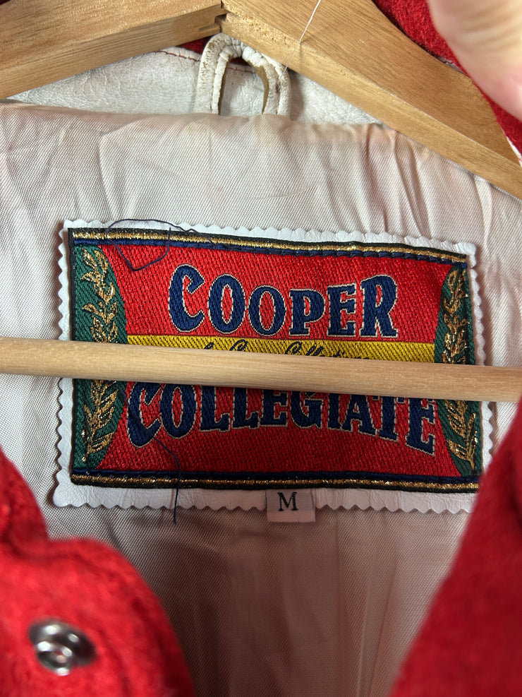 Vintage 90s Cooper Collegiate Indiana Hoosiers Red Wool Leather Varsity Jacket