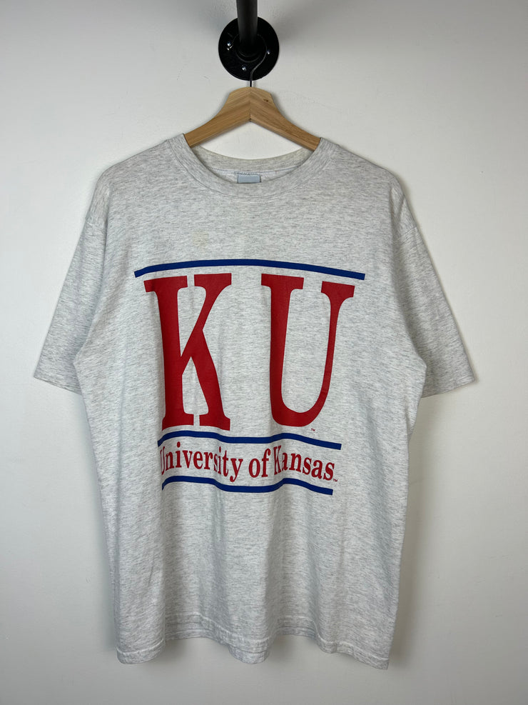 Vintage 90s The Game University Of Kansas Grey Tee