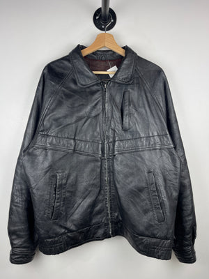 Vintage 90s Watershed Black Leather Bomber Jacket