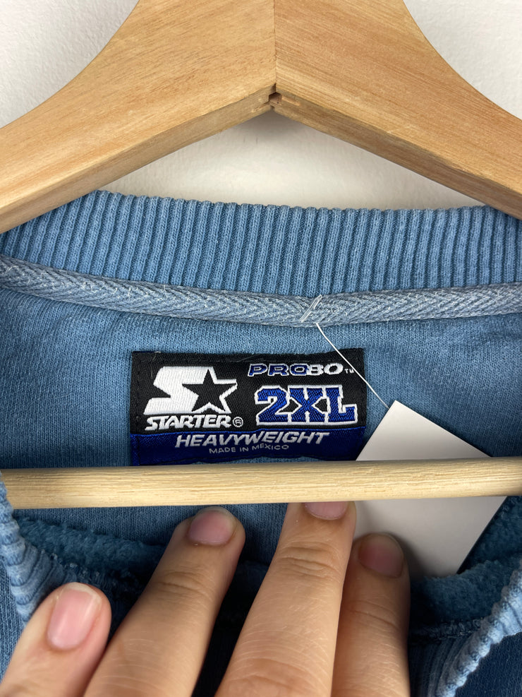 Vintage Starter Embroidered Blank Baby Blue Crewneck