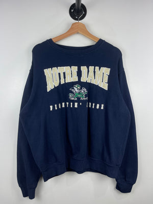 Vintage Notre Dame Fighting Irish Embroidered Navy Crewneck