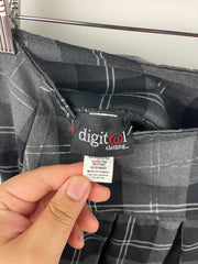Vintage Digital Women's Charcoal Grey Plaid Pleated Mini Skirt