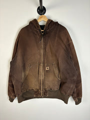 Vintage Y2K Carhartt Active Brown Hooded Jacket J130 DKB