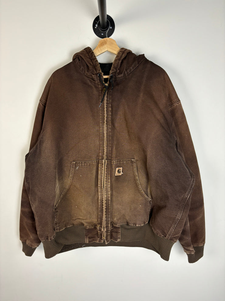 Vintage Y2K Carhartt Active Brown Hooded Jacket J130 DKB