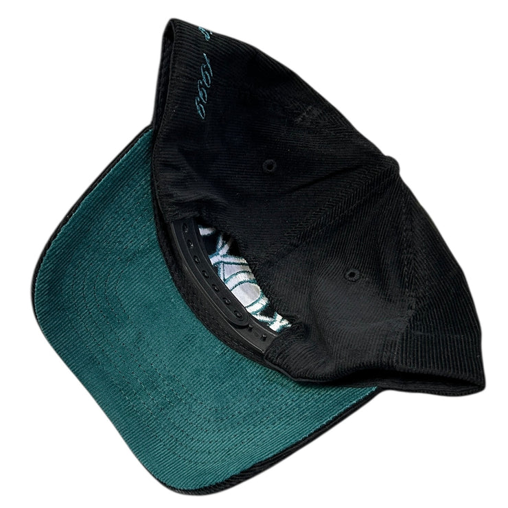 Studio 1999 NY Double Logo Black & Teal Corduroy Snapback Hat