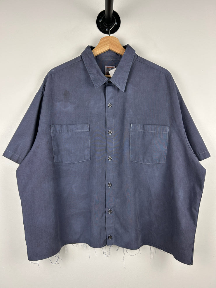 Vintage Inmate Dept Of Corrections Prison Uniform Cropped Button Up Short Sleeve Shirt