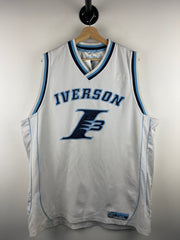 Vintage NBA Reebok Allen Iverson White & Baby Blue Basketball Jersey