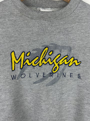 Vintage 90s Michigan Wolverines Football Embroidered Grey Crewneck